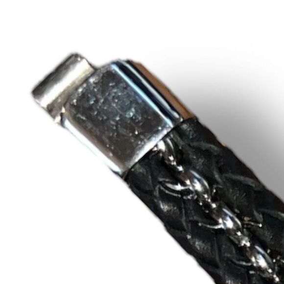 7 1/2” Faux Leather & Stainless Steel Bracelet - Picture 6 of 7